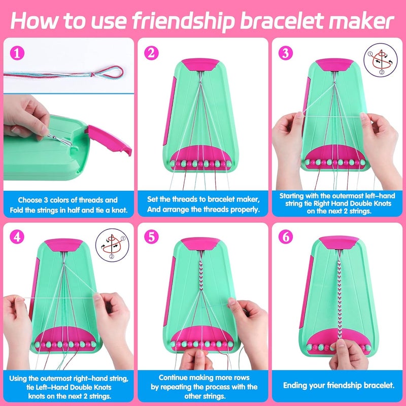 Maynacs Arts and Crafts for Kids Ages 8-12,Friendship Bracelet Making Kit for Girl,Kids Jewelry Making Kit with 28 Pre-Cut Threads,Christmas Birthday Gifts for Ages 6 7 8 9 10 11 12 Year Old Green Rose - Image 4